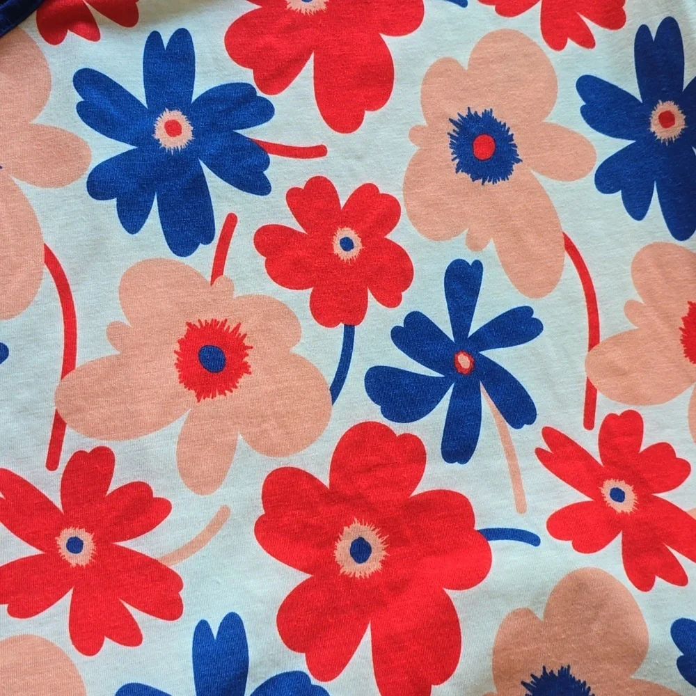 Sunshine Swing Floral Sleeveless Dress with Red and Blue Accents - Picture 10 of 10